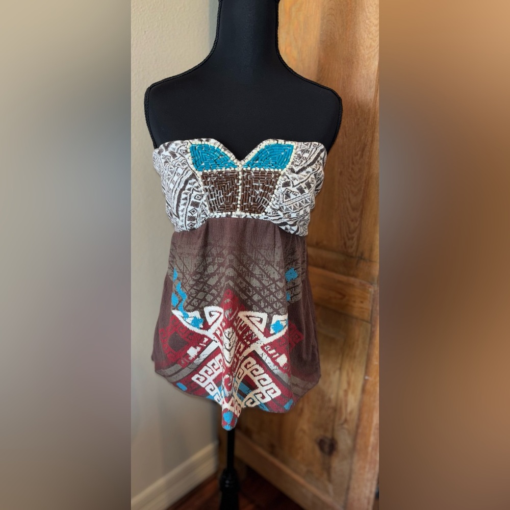 🩵🤎 Super Cute - Unique Self Esteem Brown, White, Red, Blue, Tribal Tank Top - Picture 3 of 9